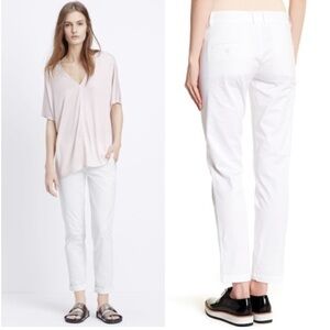 🕠 Vince | Boyfriend Cut Cotton Twill Stretch Tapered Leg | Crop | White | 8